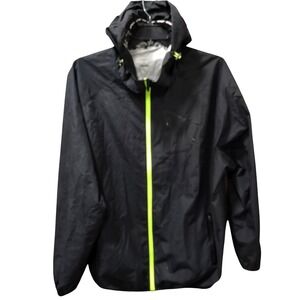 HOTSUIT Men's 4XL Black Lightweight Hooded Training Jacket Neon Green‎ Zip